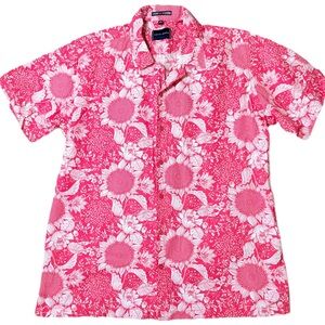 Chemise de St. Barth Pink Floral Shirt XXL 100% Cotton Caribbean Luxury